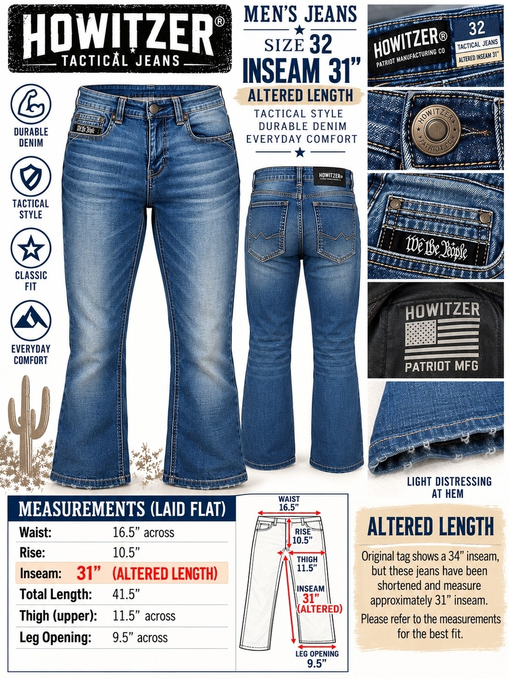 Men’s Bootcut Jeans - Blue Denim